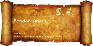 Bondor Anett névjegykártya